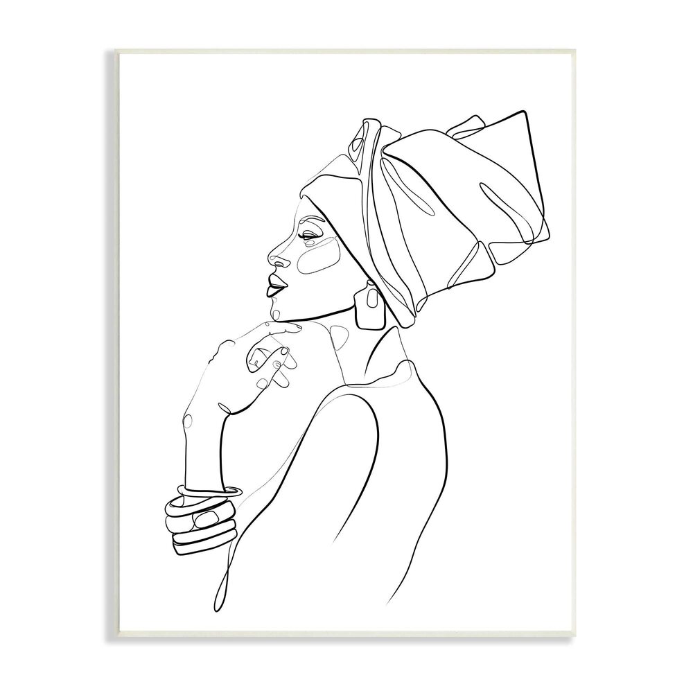 8925 African American Headwrap Modern Minimal Linework